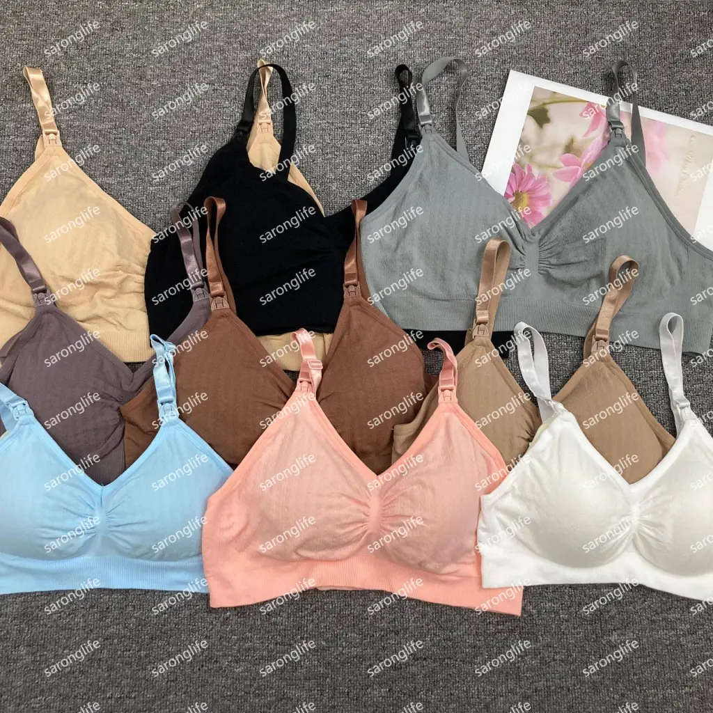Maternity Front-Open Nursing Wireless Bra, Seamless Supportive Breastfeeding Bra - Bra