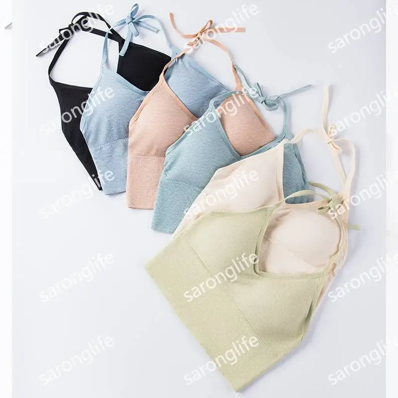 Women's Halter Backless Seamless Wireless Bustier Bra - Bra