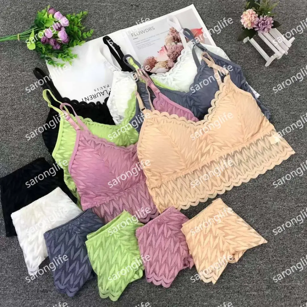 Women's High-Quality Lace Push-Up Bra & Briefs Set, Sexy Back - Bra