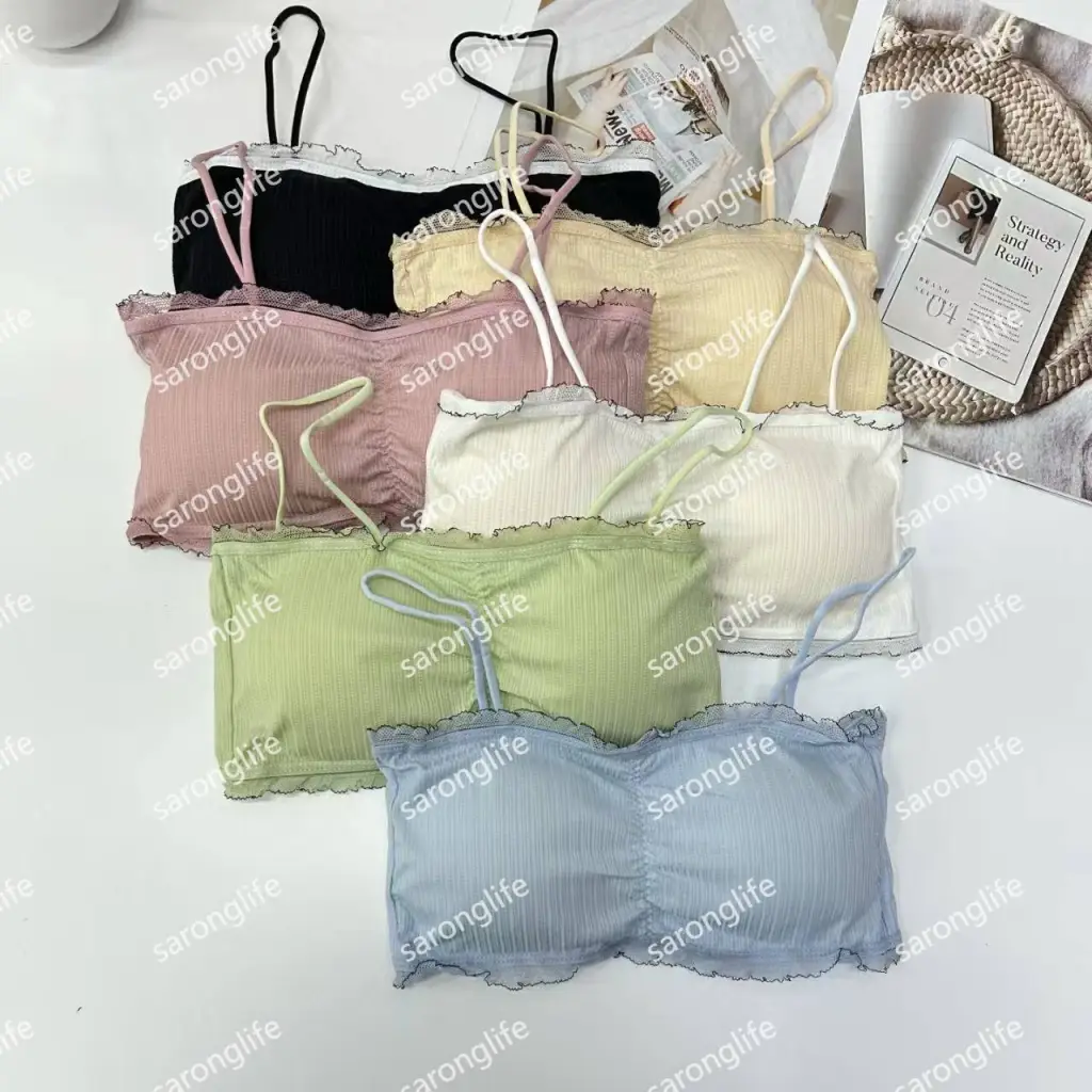 Women's Lace Cami Bralette Wireless Three-Row Hook Sexy Lingerie - Bra