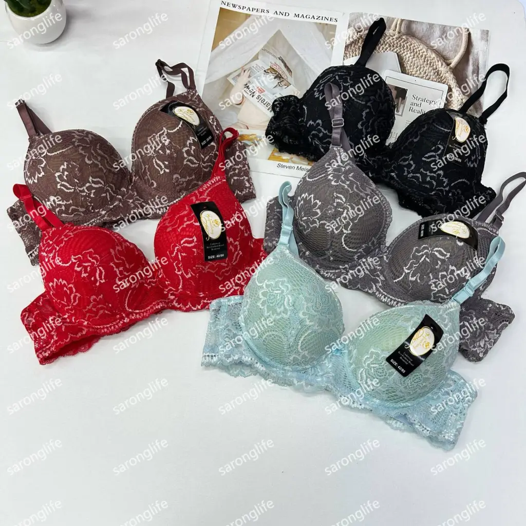 Women's Lace Embroidered Underwire Push-Up Bra, Sexy Support - Bra