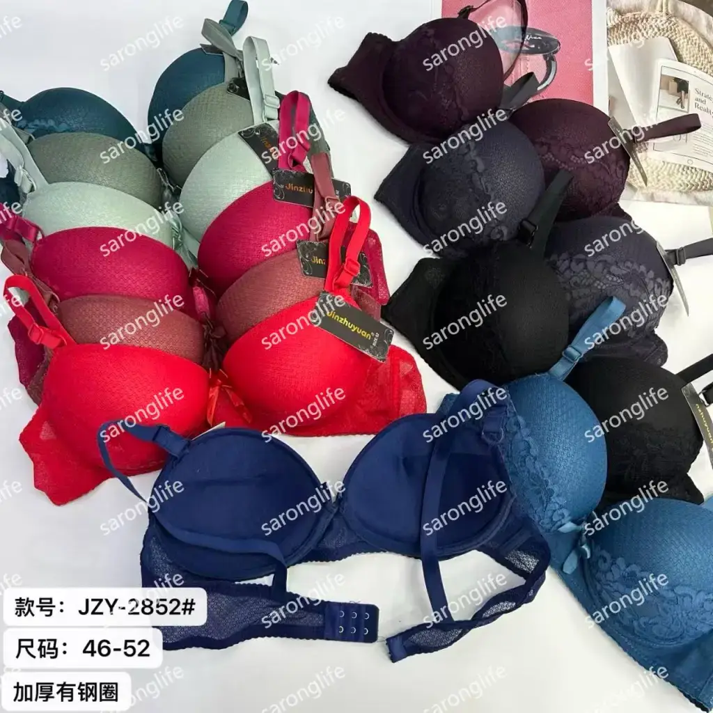 Women's Plus Size Lace Underwire Bra with Bow, Thick Padded - Bra