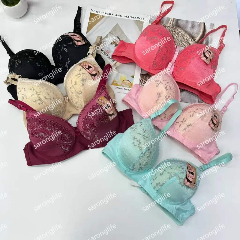 Women's Plus Size Underwire Lace Cup Solid Color Push-Up Bra, Comfortable - Bra