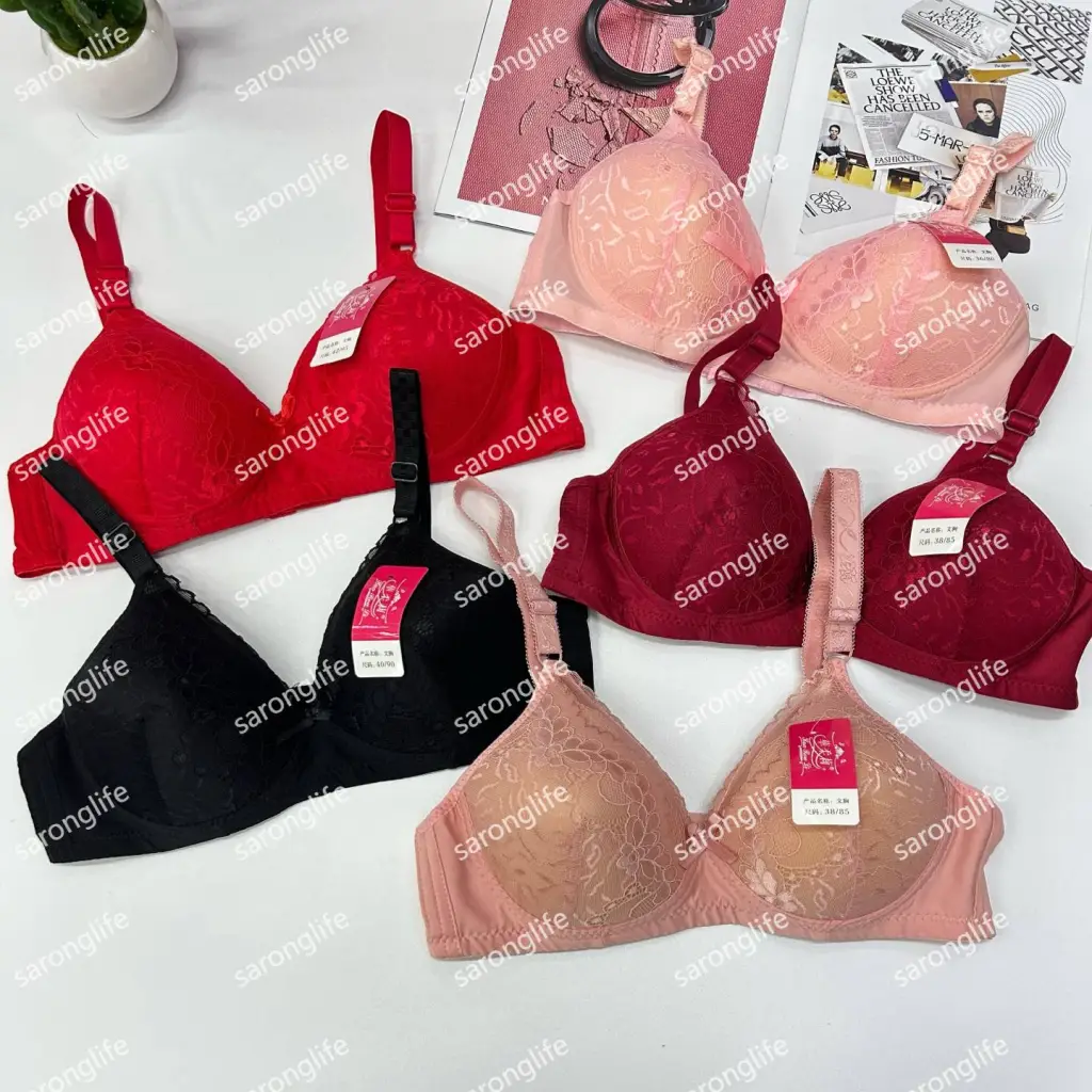 Women's Plus Size Underwire Lace Cup Solid Color Sexy Lingerie Bra - Bra