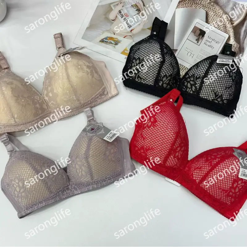 Women's Plus Size Underwire Lace Solid Color Push-Up Bra, Comfortable Lingerie - Bra