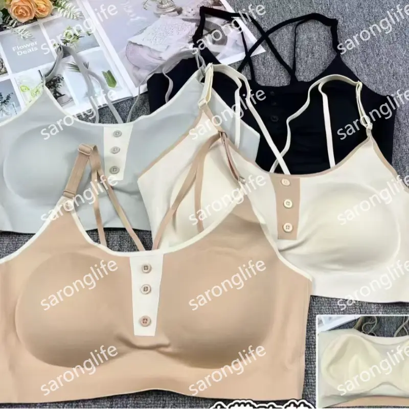 Women's Seamless Cross Strap Wireless Sports Bra - Bra