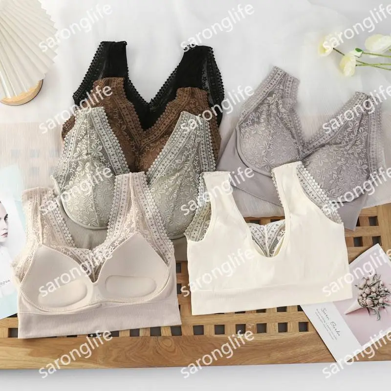 Women's Seamless Lace Padded Backless Bra Tank Top - Bra