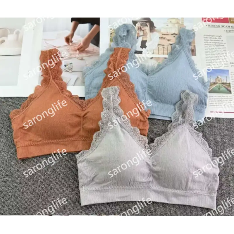 Women's Seamless Wireless Lace Strapless Bra Vest, Sexy Back Design - Bra