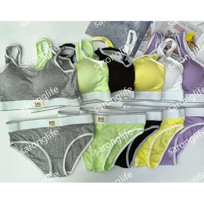Women's Solid Color Push-Up Bra Set with Back Design - Bra