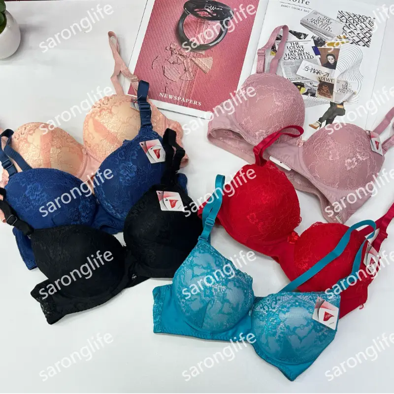 Women's Underwire Lace Cup Solid Color Push-Up Bra, Sexy Lingerie - Bra