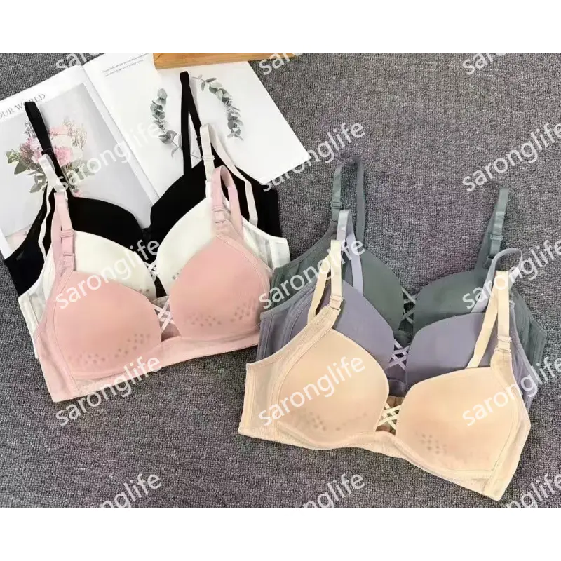Women's Wireless Breathable Hole Cup Thin Bra, Comfortable, Export Stock - Bra