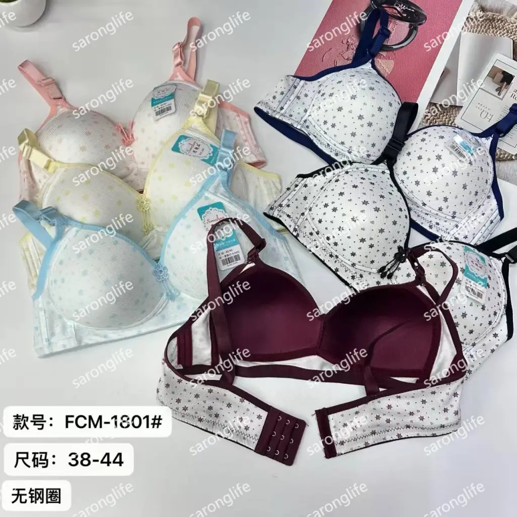 Women's Wireless Plus Size Comfortable Push-Up Bra, Country Style - Bra