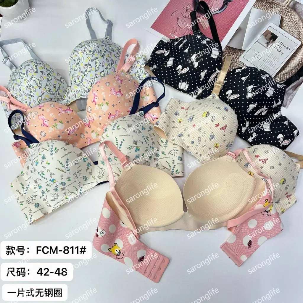 Women's Wireless Printed Push-Up One-Piece Bra - Bra
