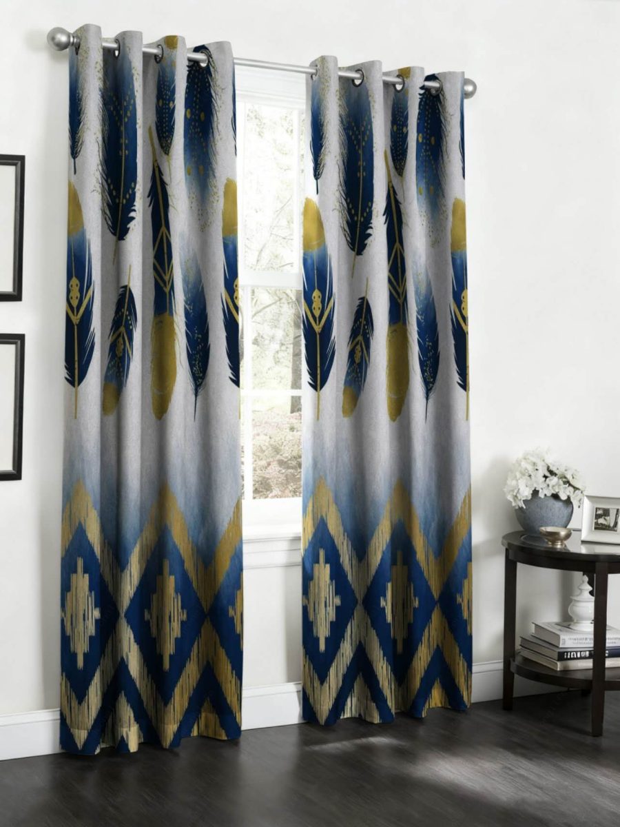 Luxury Feather Geometric Polyester Curtain Custom Custom Polyester Fiber Curtains - Curtains - view 4