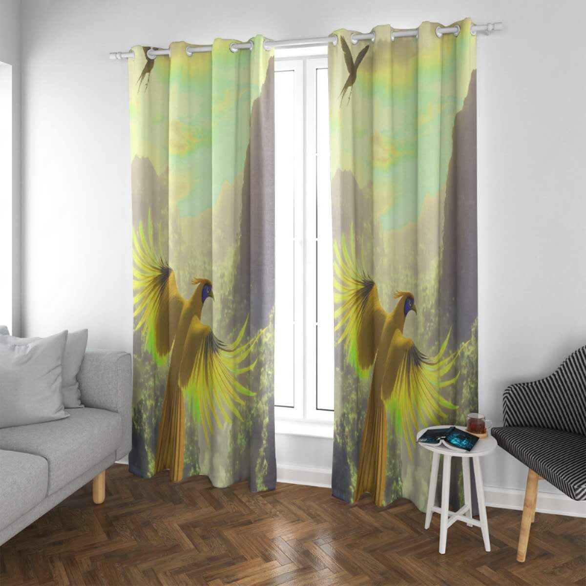 Bird of Paradise Custom Polyester Fiber Curtains - Curtains