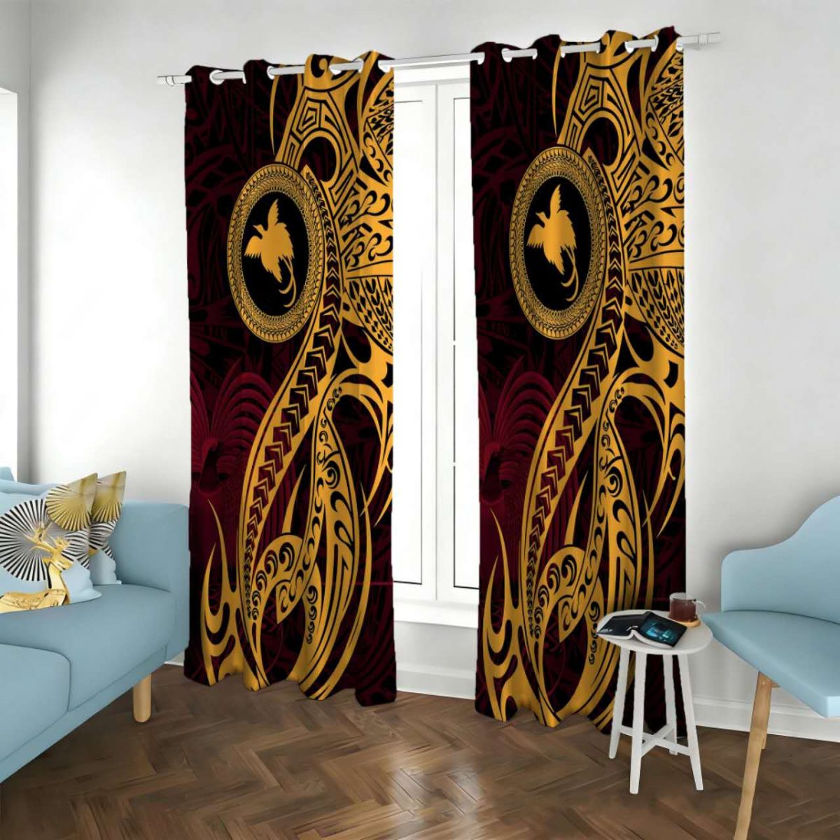 Custom Polyester Curtains in Bird of Paradise Style Papua New Guinea Custom Polyester Fiber Curtains - Curtains - view 3