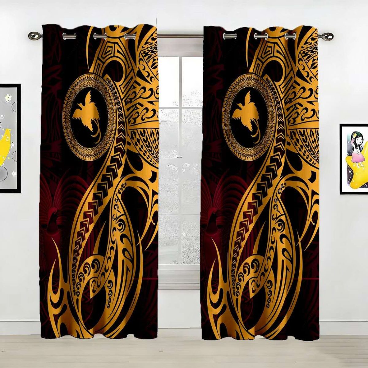 Custom Polyester Curtains in Bird of Paradise Style Papua New Guinea Custom Polyester Fiber Curtains - Curtains