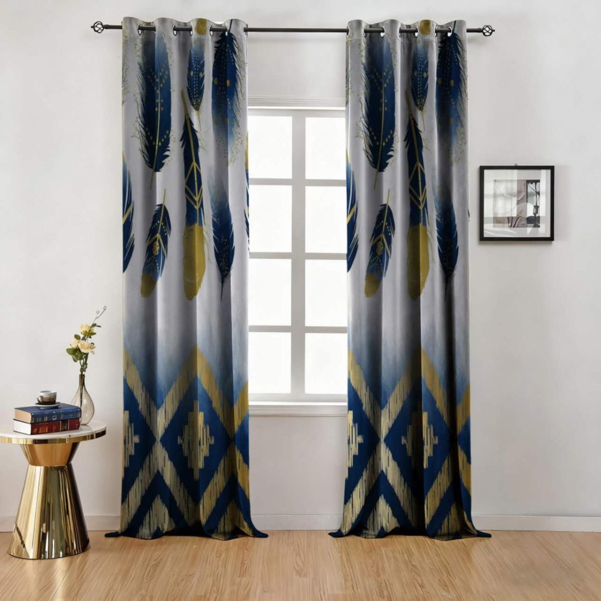 Luxury Feather Geometric Polyester Curtain Custom Custom Polyester Fiber Curtains - Curtains - view 2