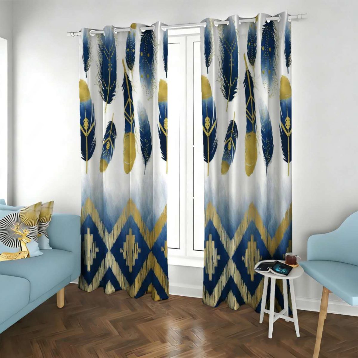 Luxury Feather Geometric Polyester Curtain Custom Custom Polyester Fiber Curtains - Curtains - view 3