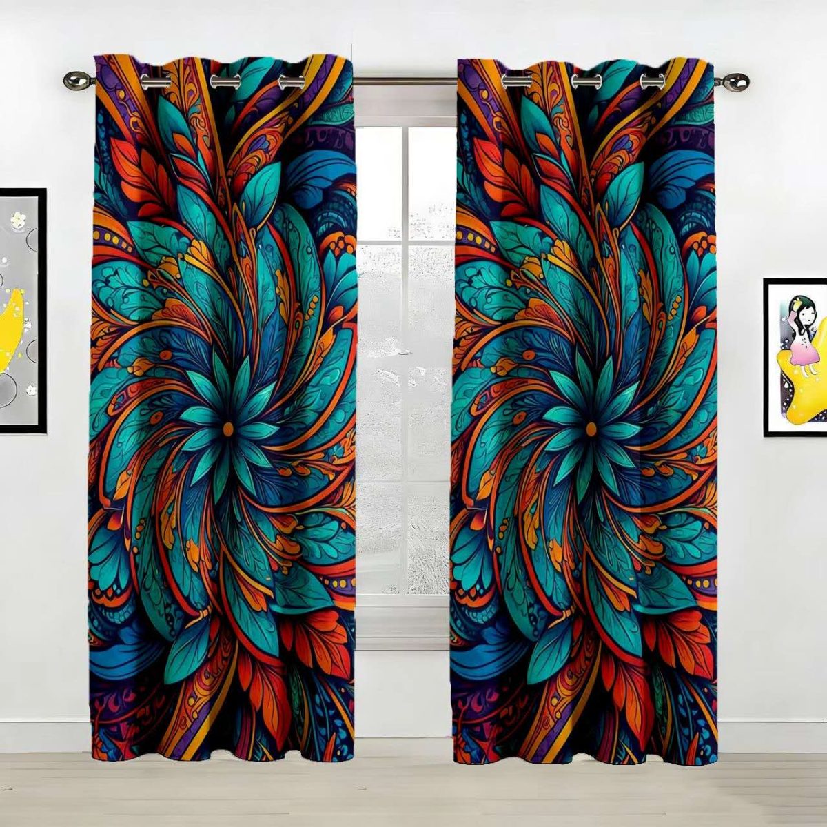 Mandala Kaleidoscope Floral Polyester Curtain Custom Custom Polyester Fiber Curtains - Curtains
