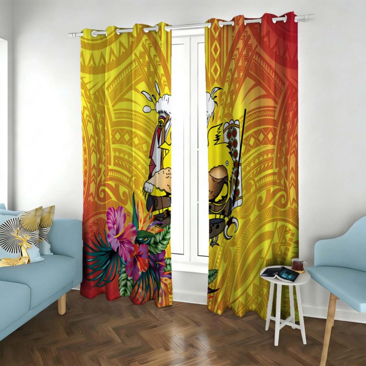 Polynesian Tribal Style Custom Polyester Curtain Custom Polyester Fiber Curtains - Curtains - view 3