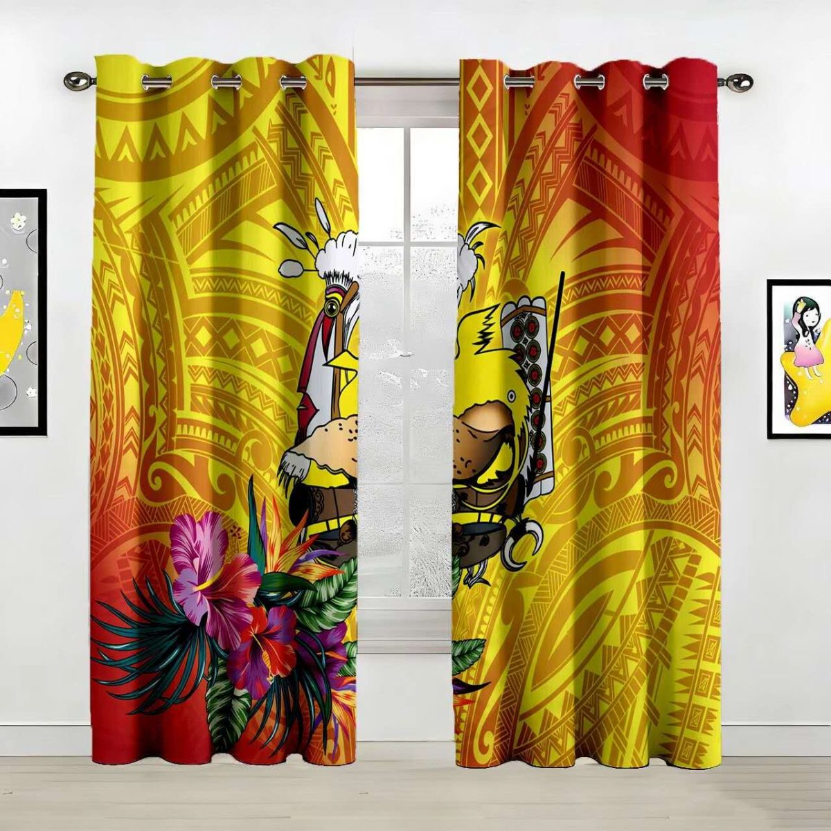 Polynesian Tribal Style Custom Polyester Curtain Custom Polyester Fiber Curtains - Curtains