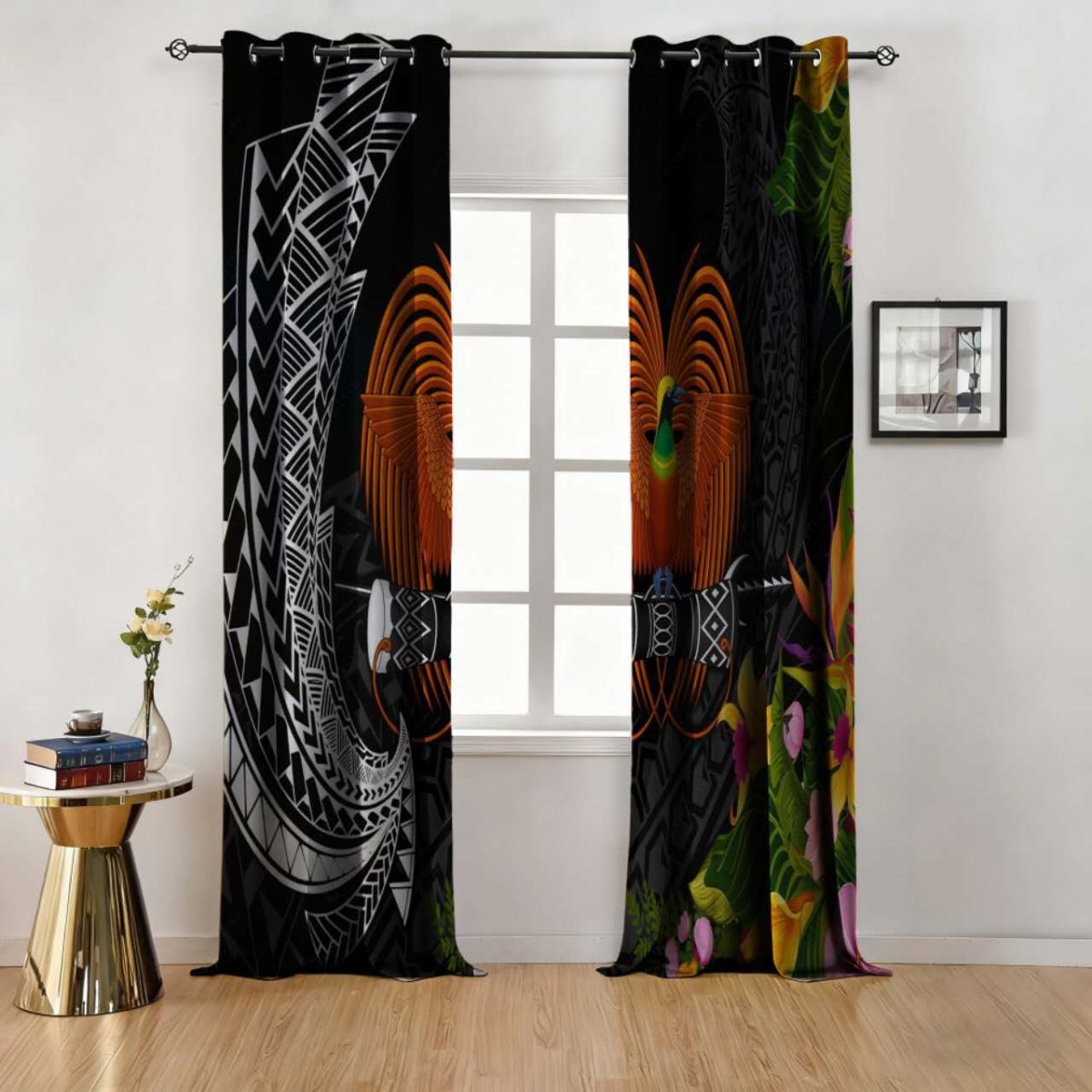 Tropical Bird of Paradise Polynesian Style Custom Polyester Curtain Custom Polyester Fiber Curtains - Curtains - view 2
