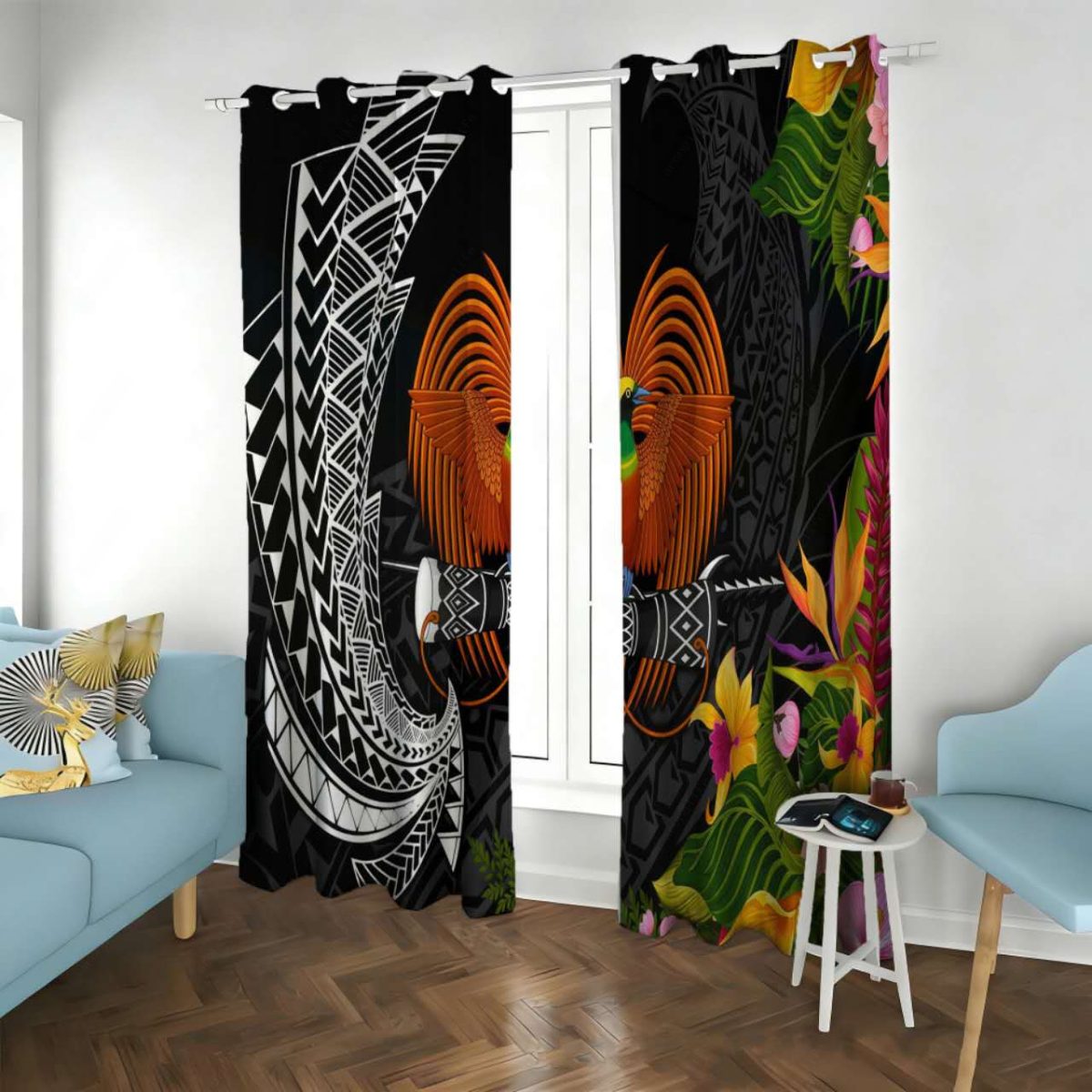 Tropical Bird of Paradise Polynesian Style Custom Polyester Curtain Custom Polyester Fiber Curtains - Curtains - view 3