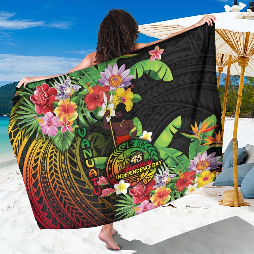Vanuatu 45th Anniversary Freedom Island Pride Cultural Power Pacific Unity Sarong Beach Wrap Pareo Wholesale - main view
