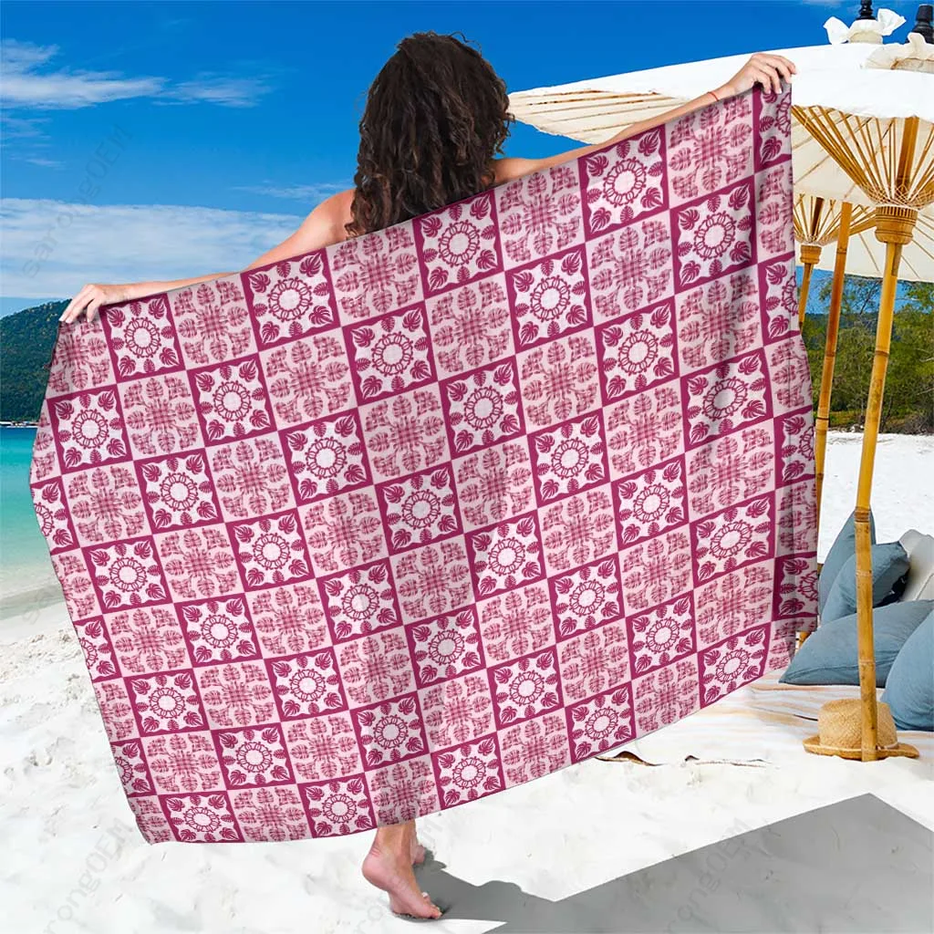 Sea Turtle Monstera Tropical Print Sarong Hawaiian Beach Wrap Pareo Resort Cover Up Wholesale - main view