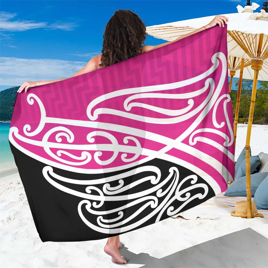Pink New Zealand Kowhai Ngutukak Floral Print Sarong South Pacific Tropical Beach Wrap Wholesale Pareo - main view