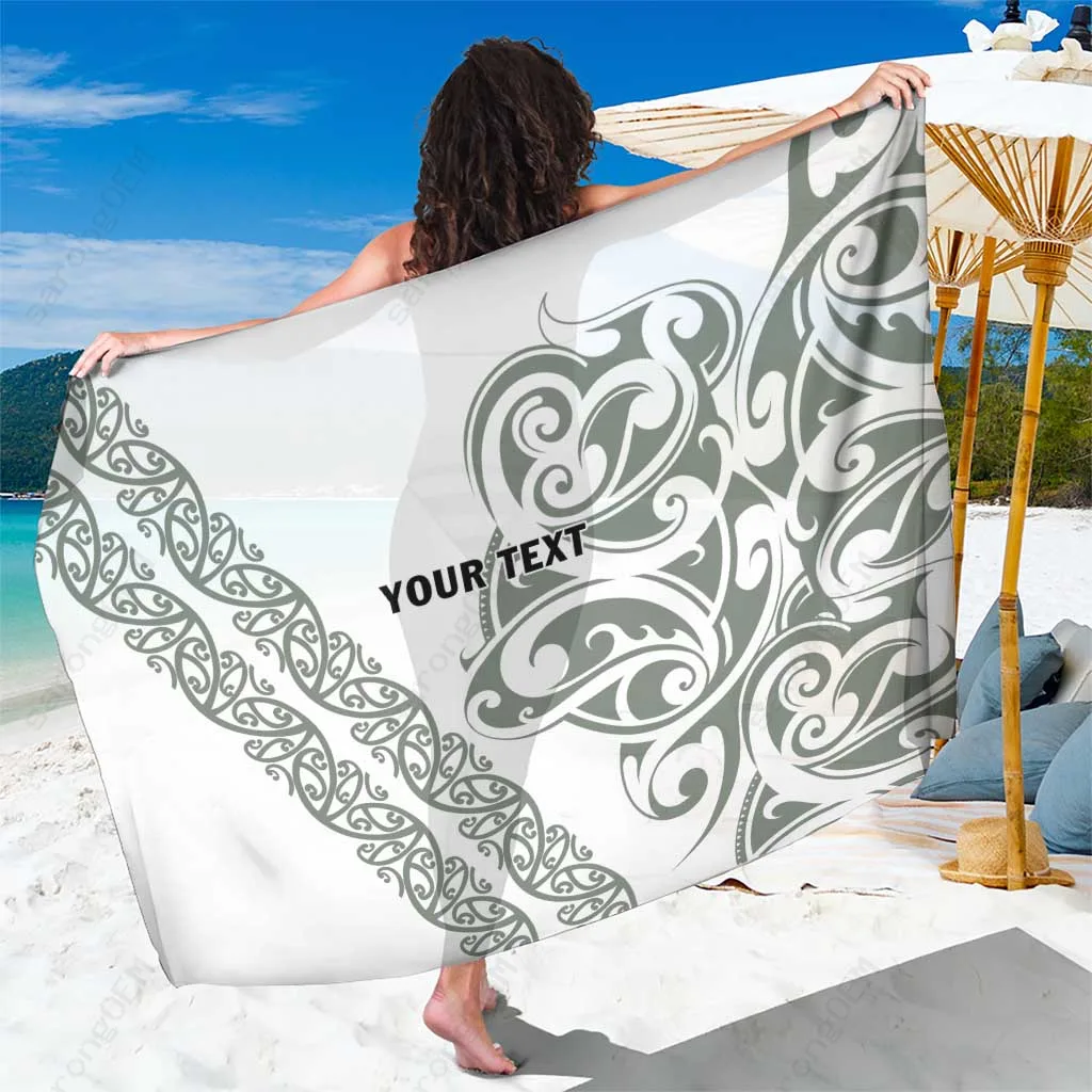 Moss Green Polynesian Maori Tribal Tattoo Mandala Print Sarong Beach Wrap Pareo Tropical Island Cover Up Wholesale