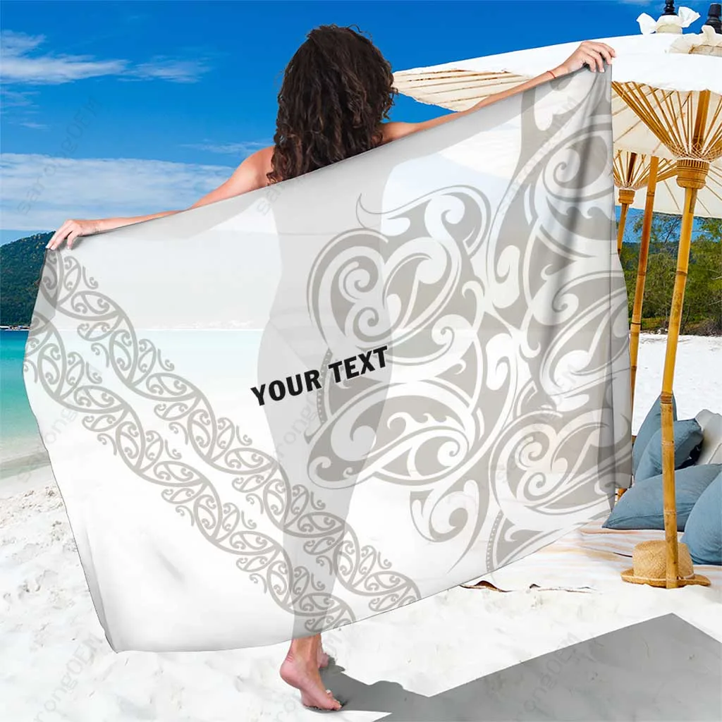 White Polynesian Tribal Tattoo Print Sarong Beach Wrap South Pacific Island Cover Up Wholesale Pareo