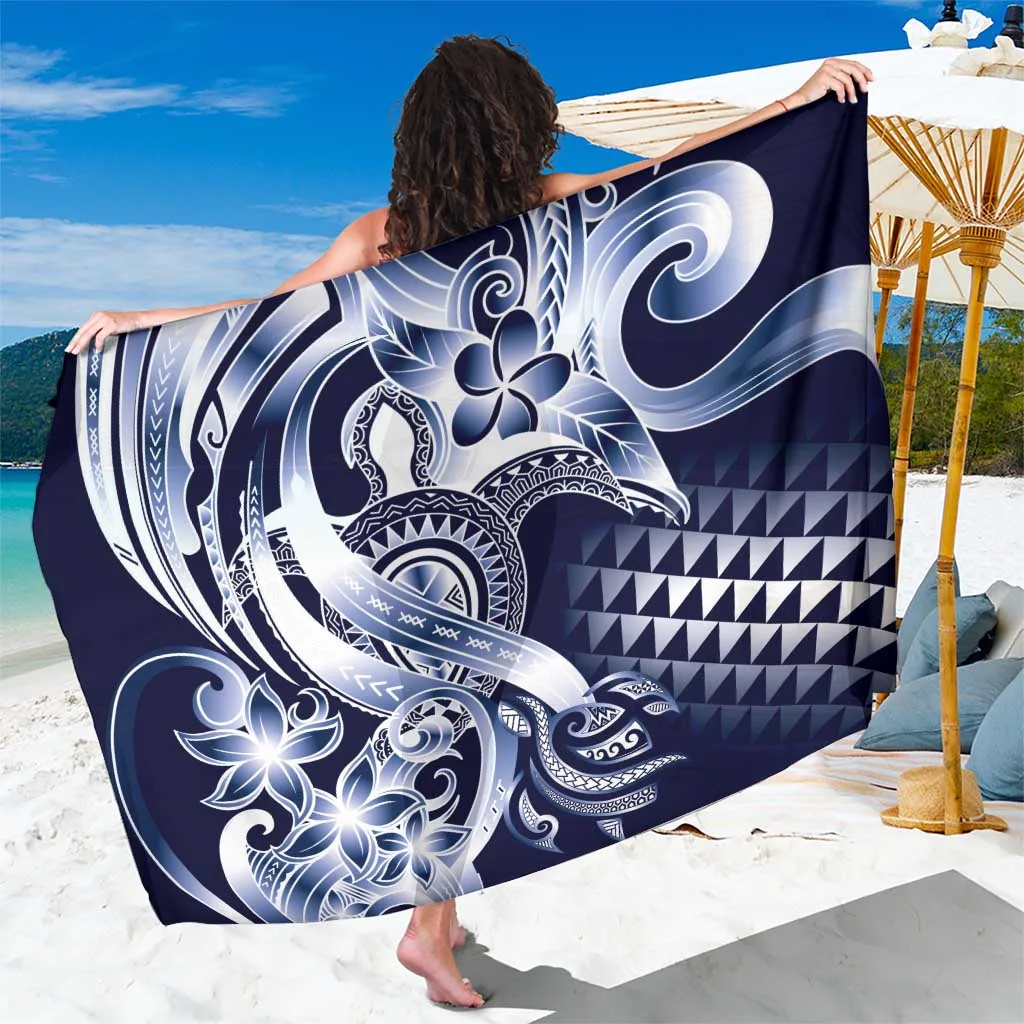 Aloha Blue Tribal Honu Tattoo Sarong - main view