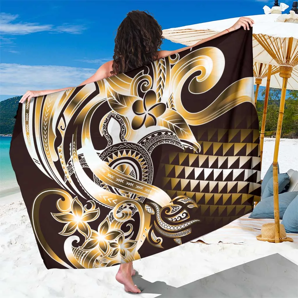 Aloha Gold Tribal Honu Tattoo Sarong - main view