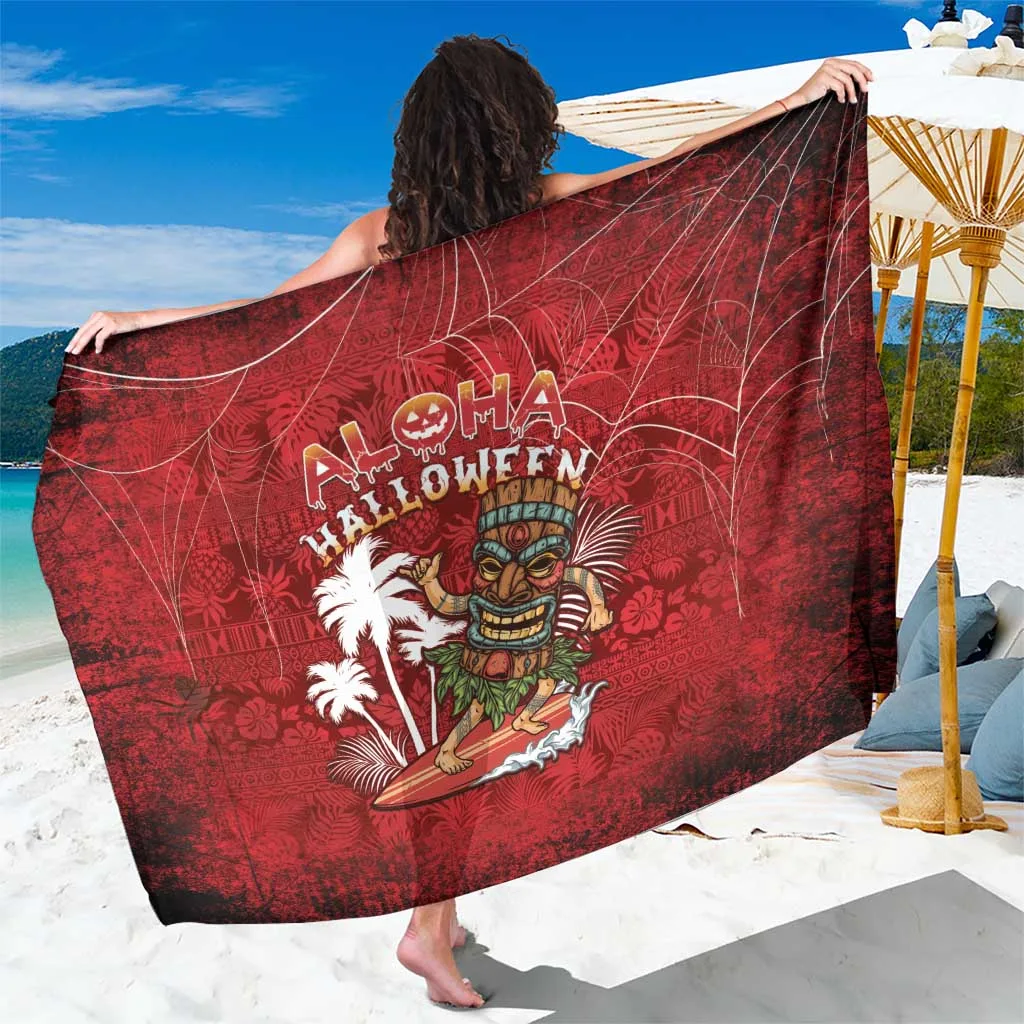 Black Halloween Skeleton Surfing Print Sarong Aloha Beach Wrap Pareo for Resort Wholesale - main view