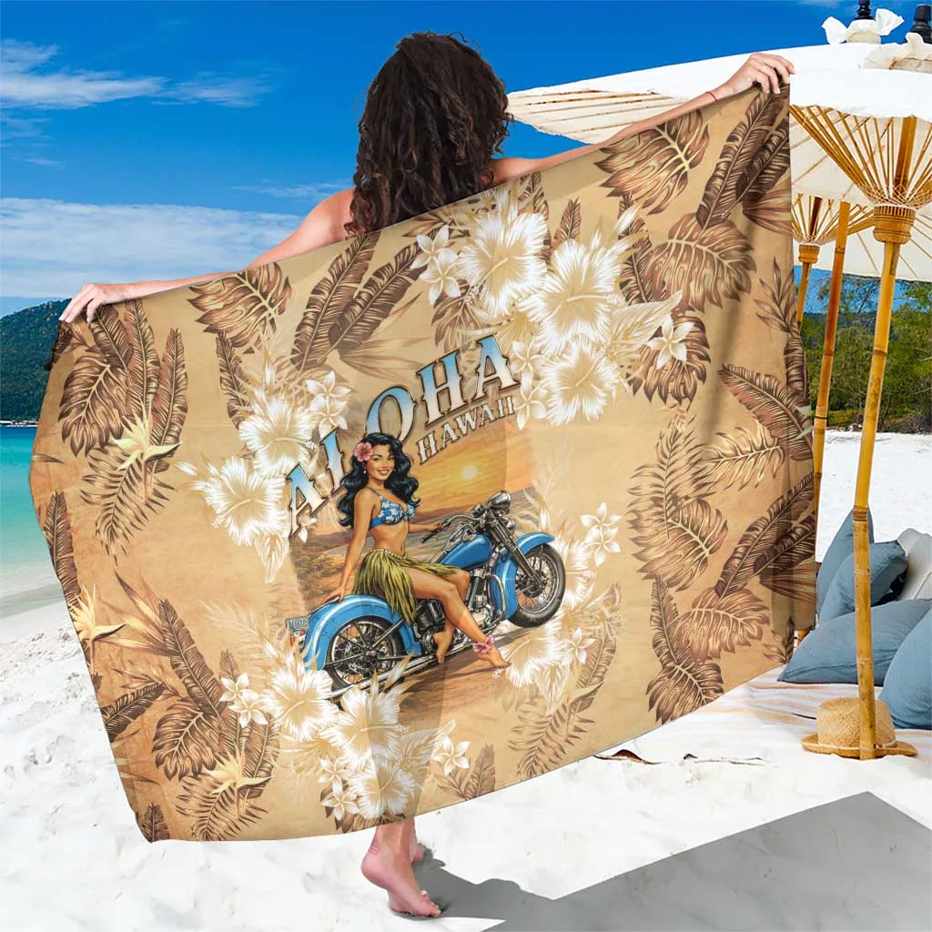 Multicolor Aloha Hawaii Biker Sarong Ride To Paradise Print Rayon Beach Wrap Pareo Wholesale - main view