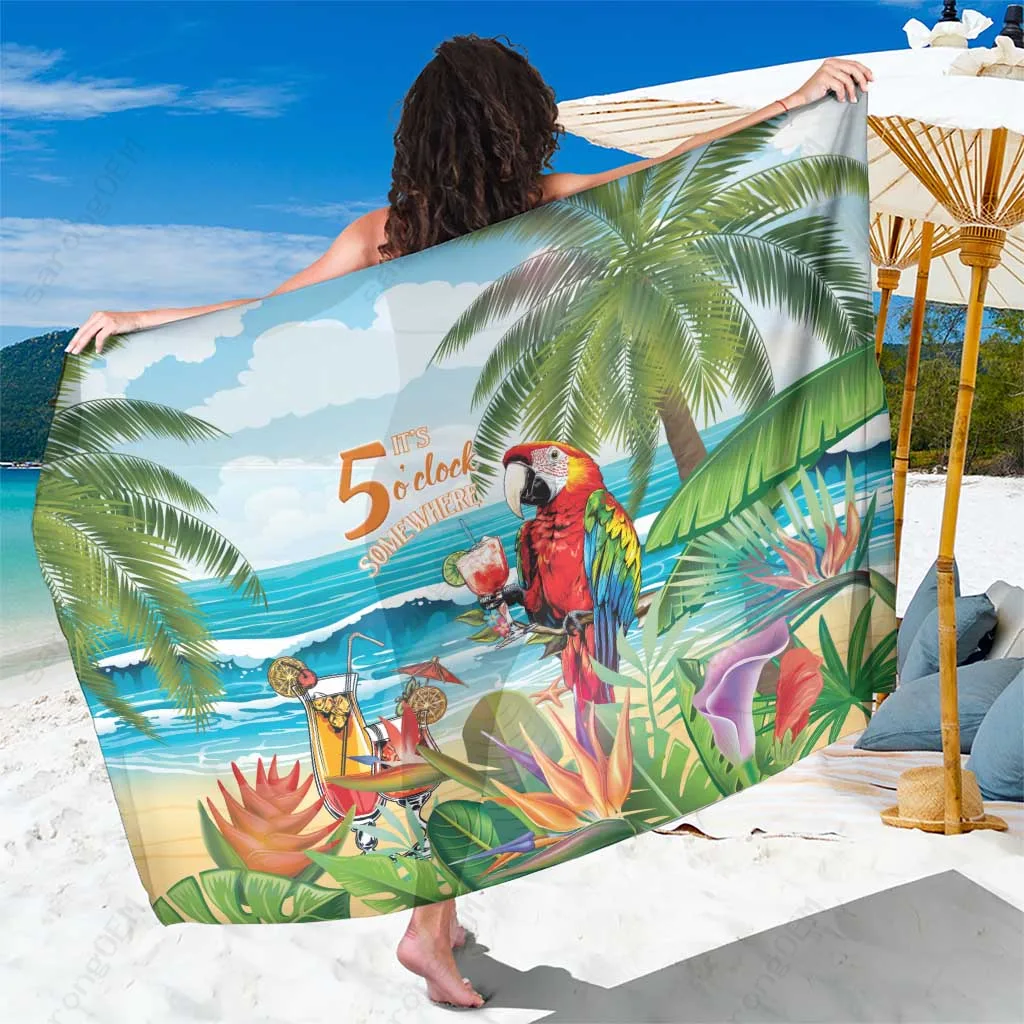 Red Christmas Aloha Hawaii Tropical Print Sarong Beach Wrap Pareo Holiday Resort Cover Up Wholesale