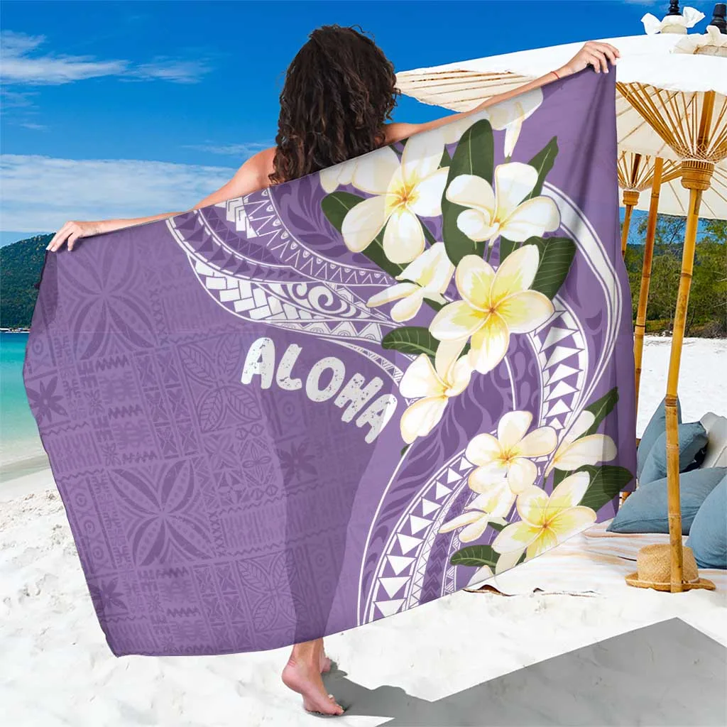 Lavender Hawaiian Frangipani Lace Print Sarong Tropical Beach Wrap Pareo for Resort Hotel Wholesale - main view