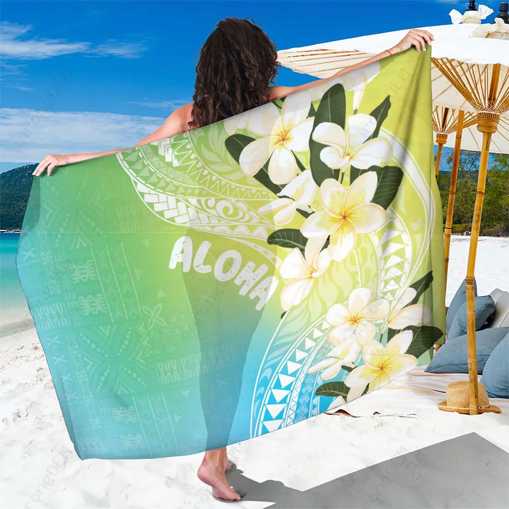 Hawaii Frangipani Lace Classic Tropical Print Sarong Beach Cover Up Wholesale Pareo - main view
