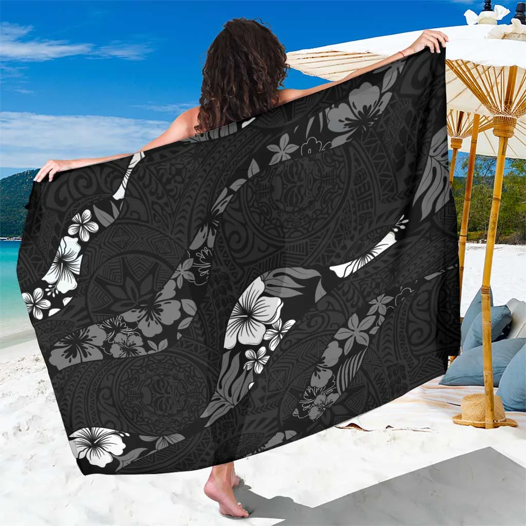 Aloha Hawaii Floral Tapa Sarong Patchwork Charcoal - main view