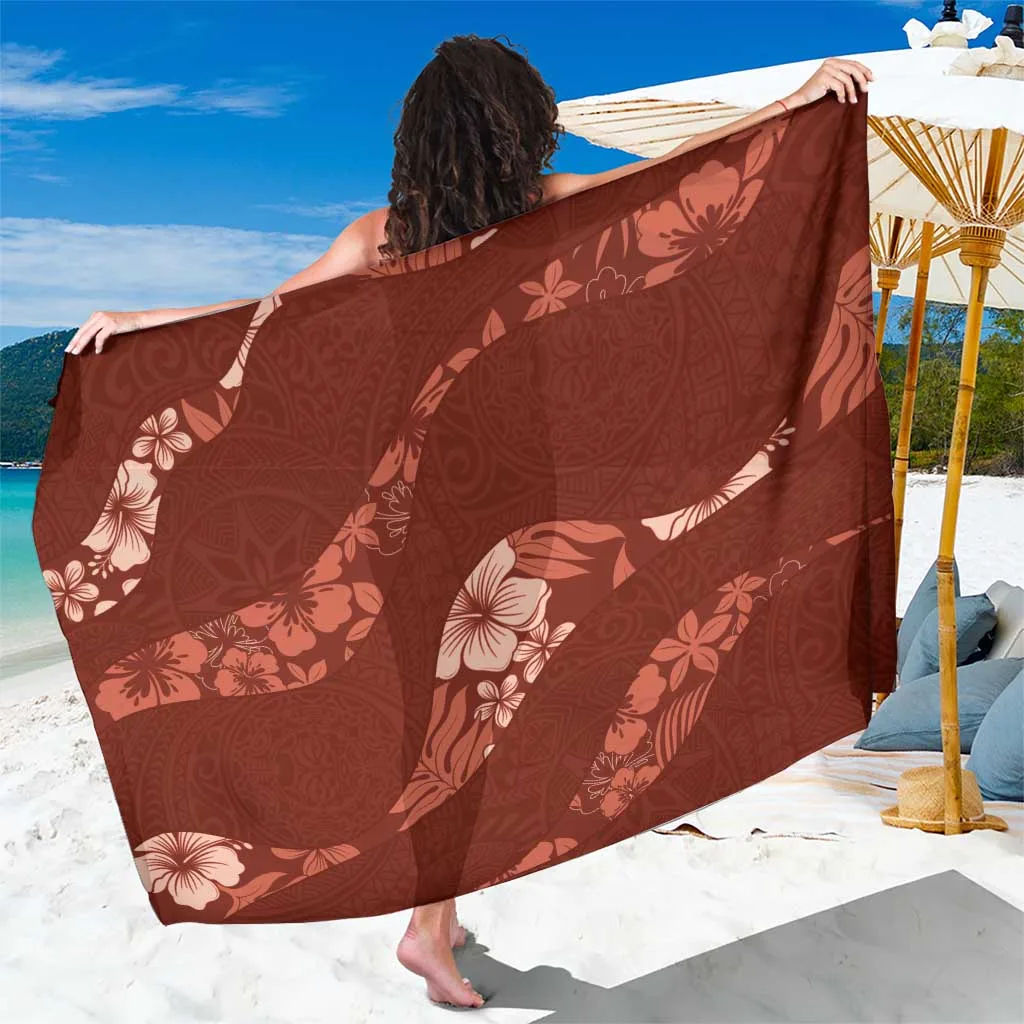 Aloha Hawaii Floral Tapa Sarong Patchwork Crimson - main view
