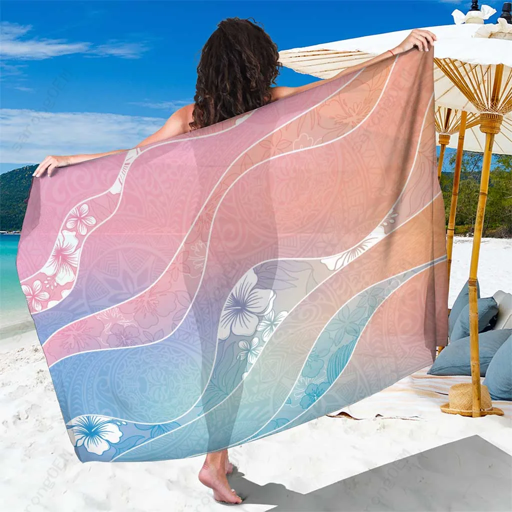 Pastel Candy Aloha Hawaii Floral Tapa Print Sarong Tropical Island Beach Wrap Pareo Wholesale - main view