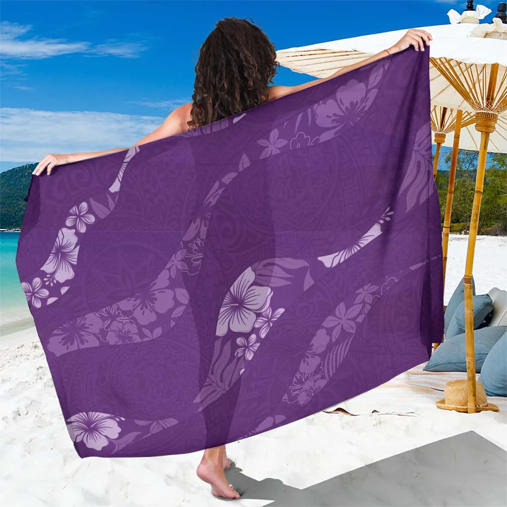 Aloha Hawaii Floral Tapa Sarong Patchwork Violet - main view