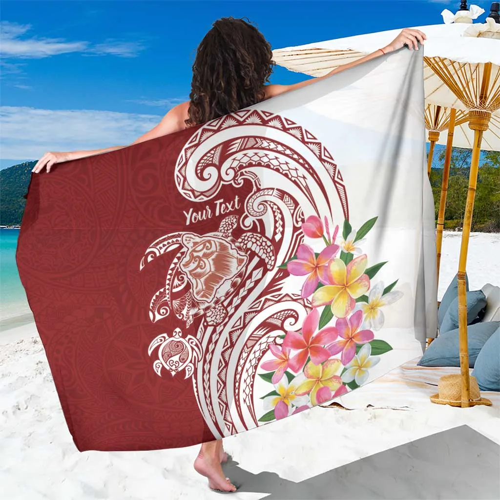 Aloha Hawaii Island Personalized Sarong Crimson Dreamy Turtle - main view