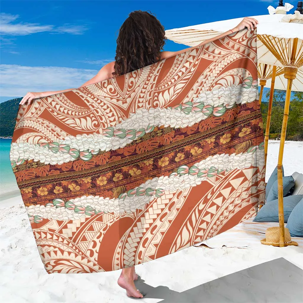 Beige Tropical Hibiscus Flower Print Sarong Hawaii Beach Wrap Pareo Wholesale Custom - main view
