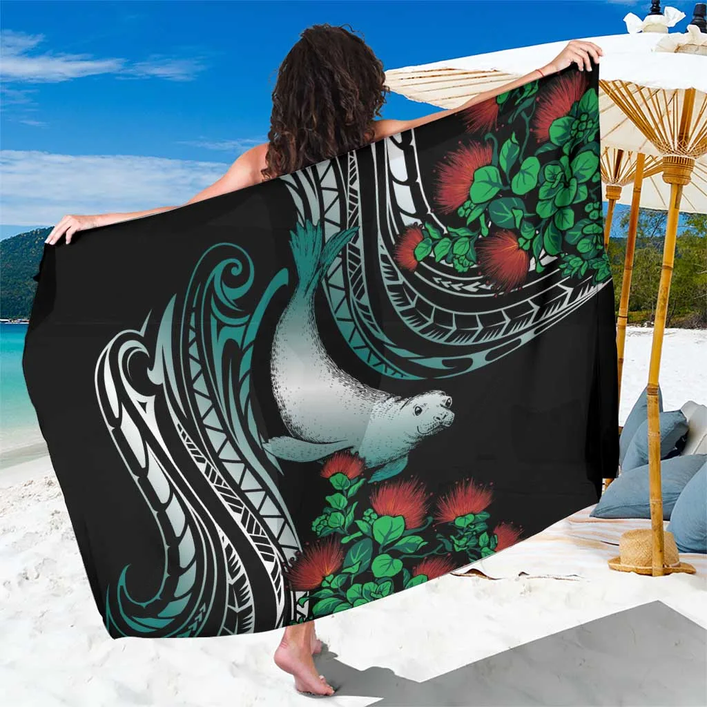 Multicolor Aloha Hawaii Monk Seal Ohia Lehua Mix Print Sarong Tropical Island Beach Wrap Wholesale Pareo - main view