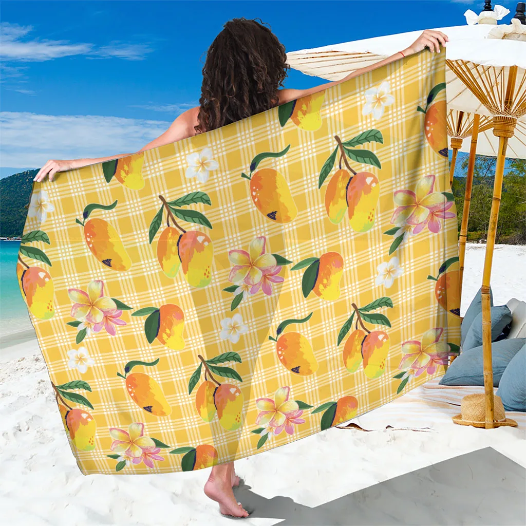 Yellow Aloha Hawaii Plumeria Hibiscus Print Sarong Tropical Beach Wrap Wholesale Pareo - main view