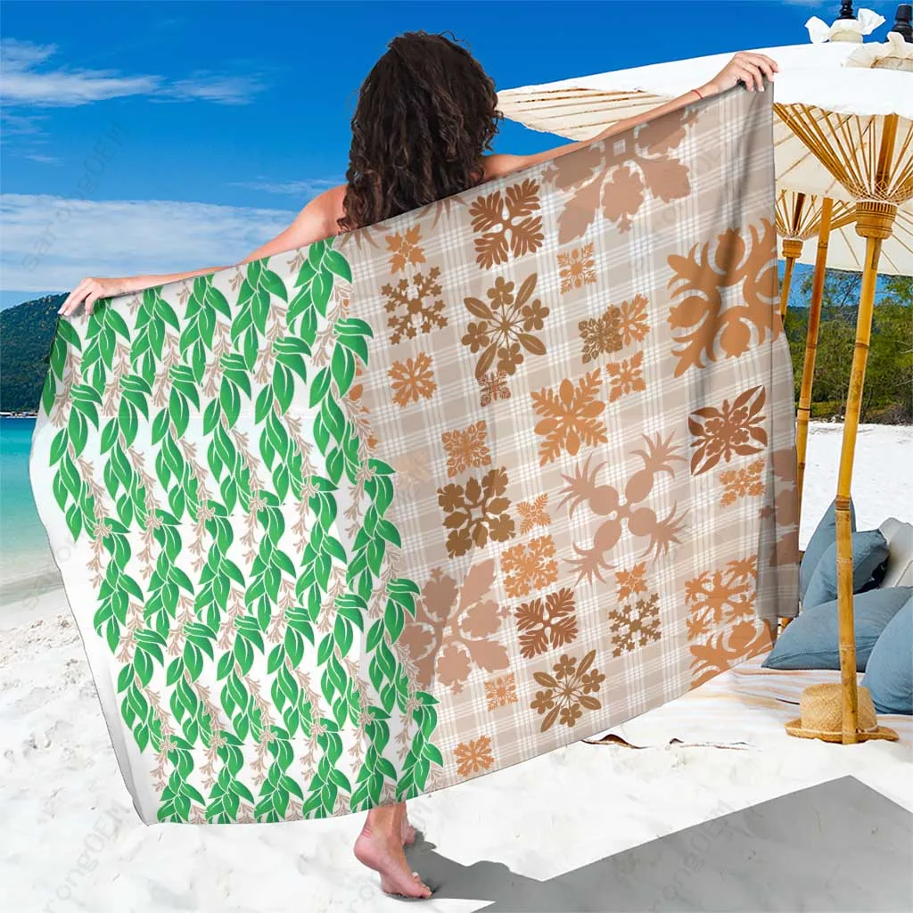 Rose Red Hawaiian Rose Floral Print Sarong Beach Wrap Polynesian Island Resort Cover Up Wholesale Pareo - main view