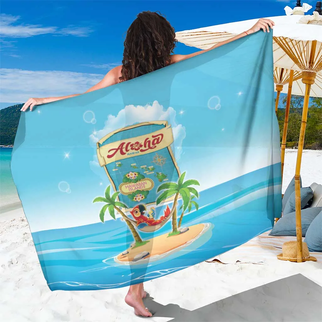 Multicolor Tropical Macaw Parrot Hibiscus Palm Print Sarong Aloha Hawaii Beach Wrap Wholesale Pareo - main view